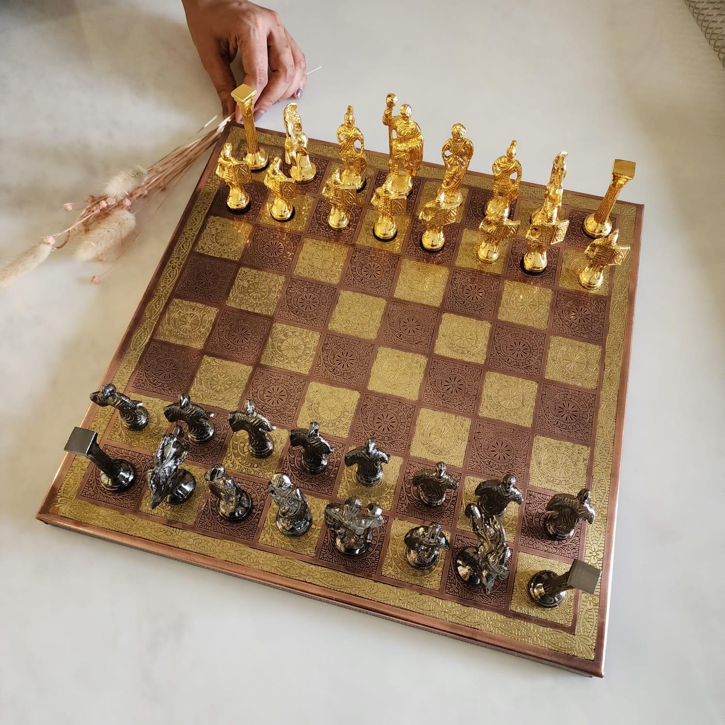 Luxury Roman Figurine Brass Chess